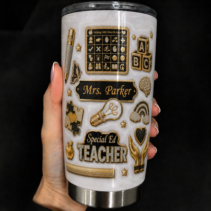 Personalized Special Ed Teacher Tumbler, Custom Teacher Name 20 oz Tumbler, Back to School Gift