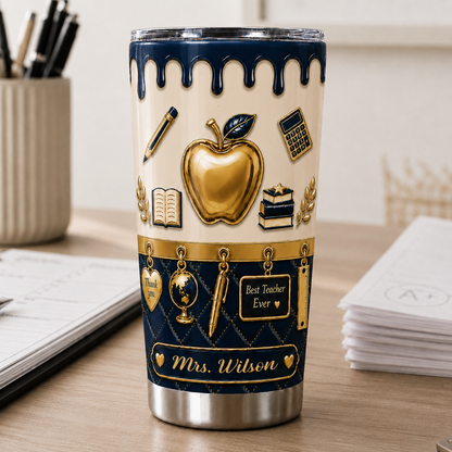 Personalized Teacher Tumbler, Custom Name 20 oz Back to School Gift