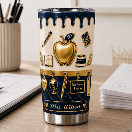 Personalized Teacher Tumbler, Custom Name 20 oz Back to School Gift