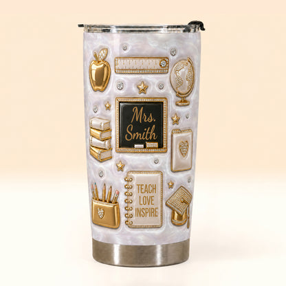 Personalized Teacher Tumbler, Custom Teacher Name 20 oz Back to School Gift