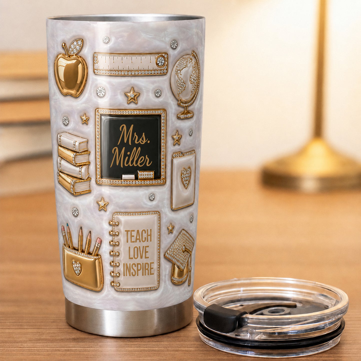 Personalized Teacher Tumbler, Custom Teacher Name 20 oz Back to School Gift