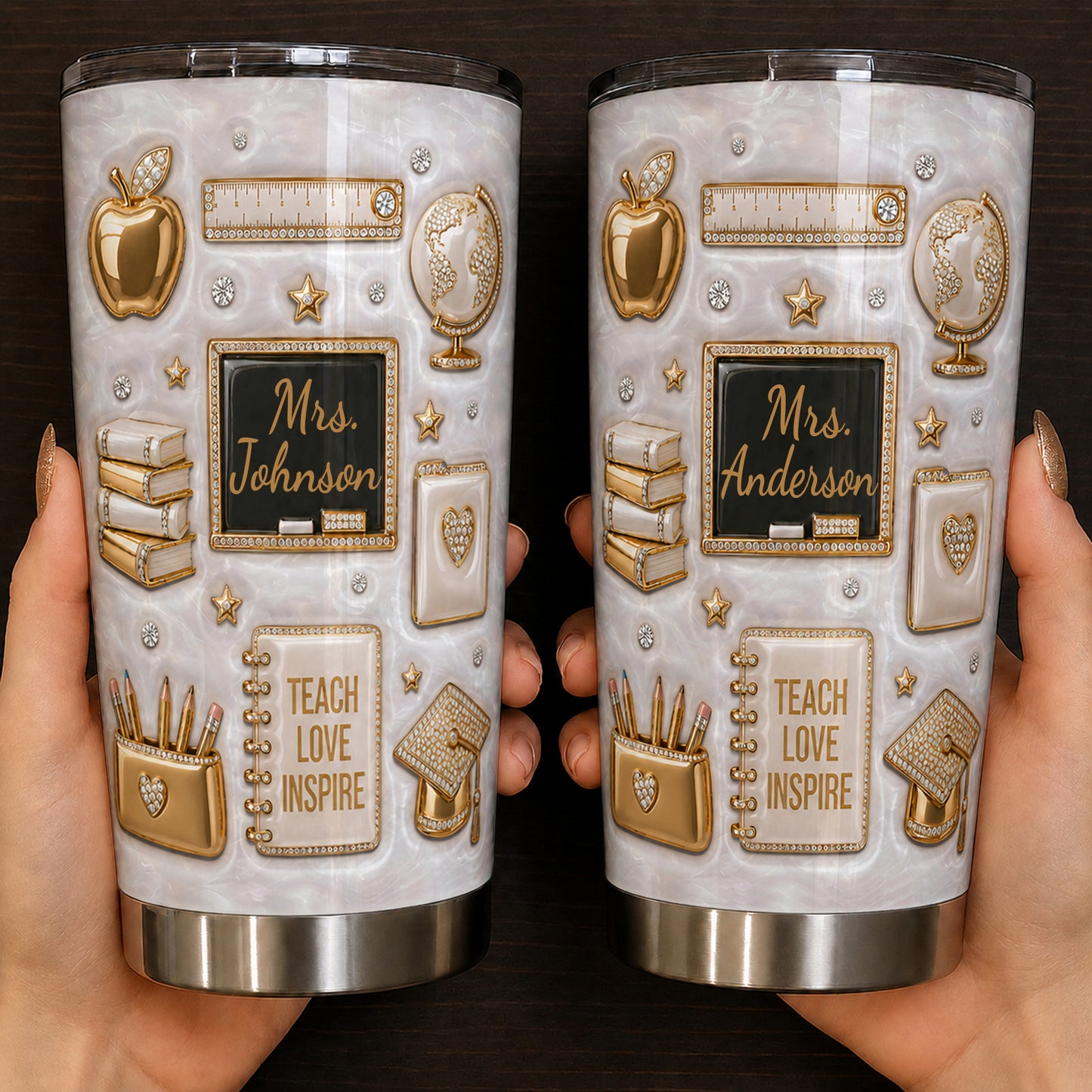 Personalized Teacher Tumbler, Custom Teacher Name 20 oz Back to School Gift