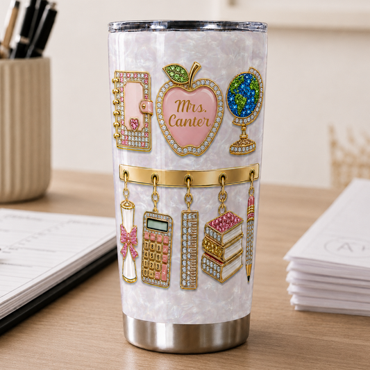 Personalized Teacher Name Tumbler, Custom 20 oz Teacher Tumbler, Back to School Gift