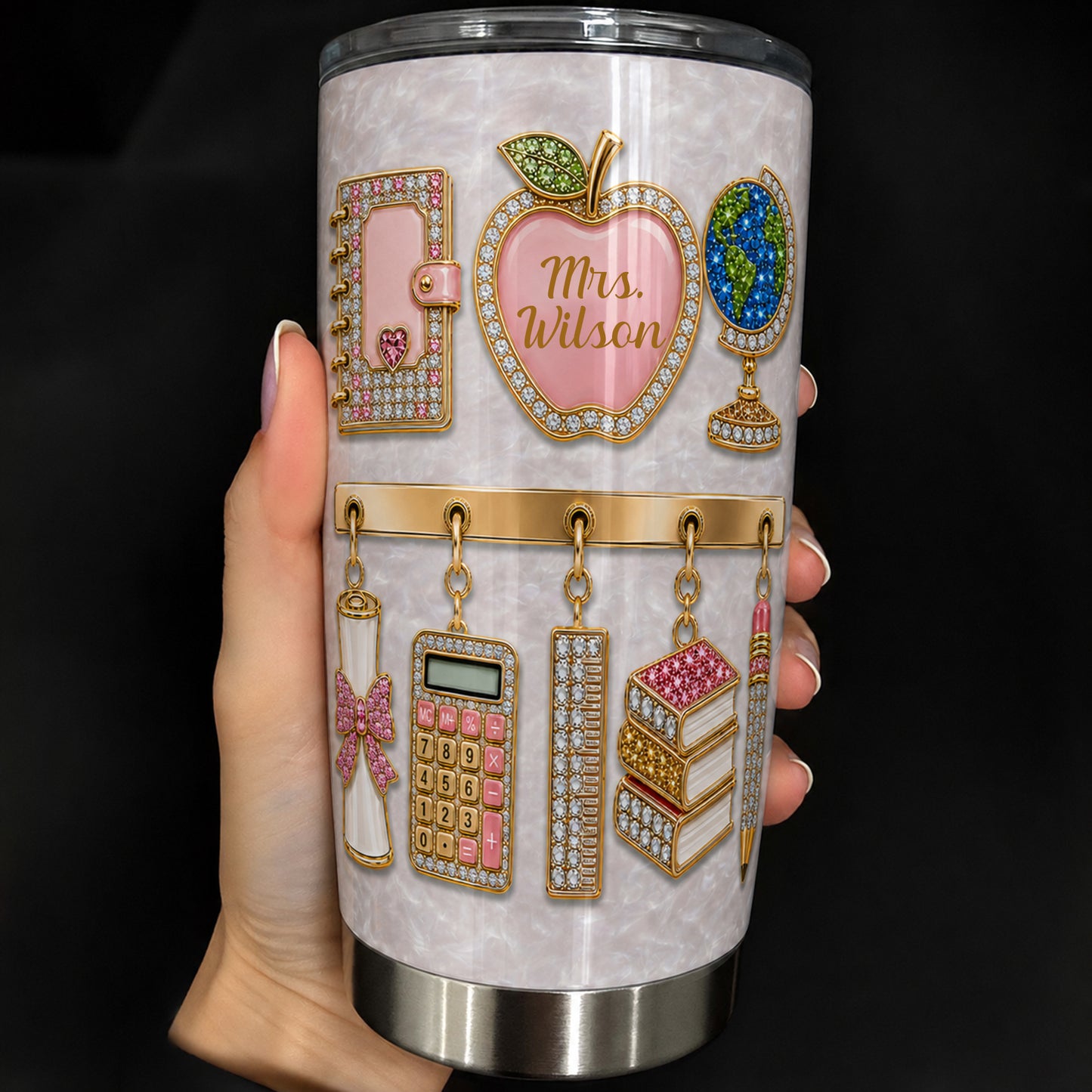Personalized Teacher Name Tumbler, Custom 20 oz Teacher Tumbler, Back to School Gift