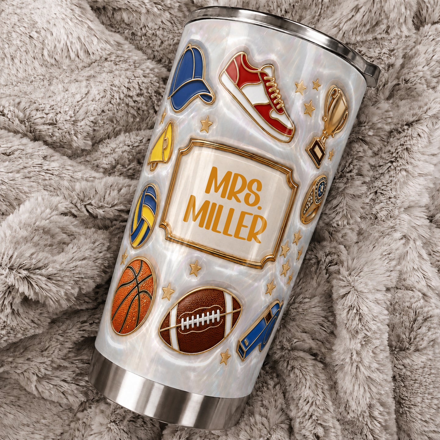 Personalized Sports Teacher Tumbler, Custom Teacher Name 20 oz Tumbler, Back to School Gift
