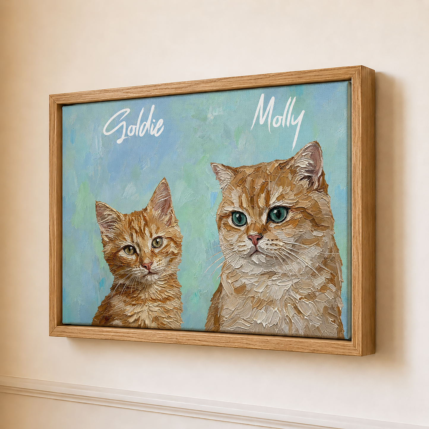 Personalized Cat Portrait Canvas, Custom Pet Photo Wall Art, Cat Lover Gift