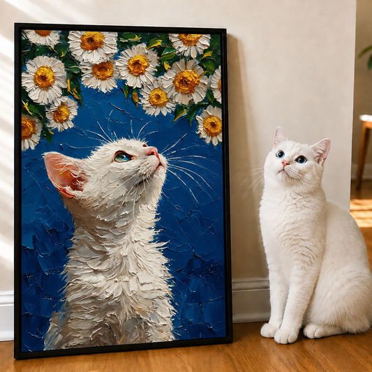 Personalized Cat Portrait Canvas, Custom Pet Photo Art Print, Cat Lover Gift