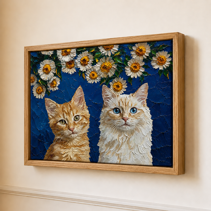 Personalized Cat Portrait Canvas, Custom Pet Photo Art Print, Cat Lover Gift