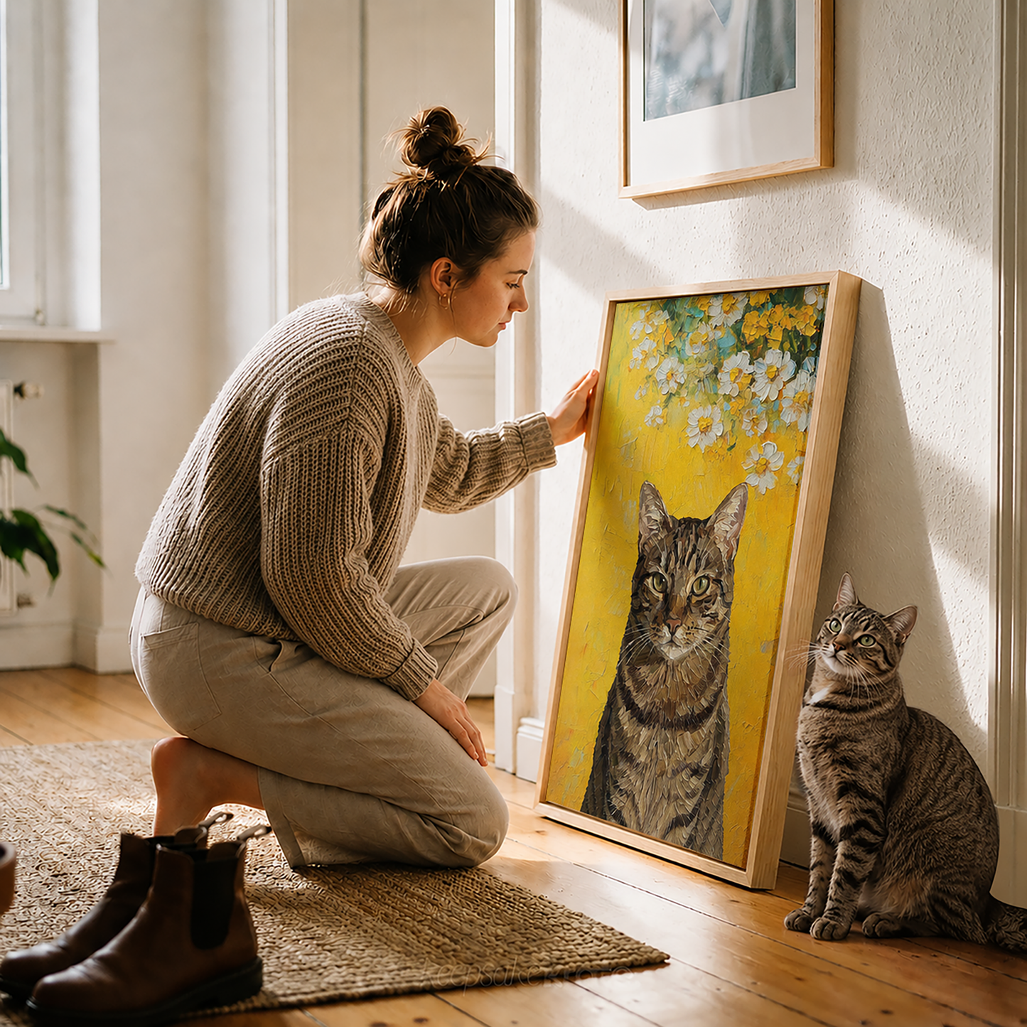 Personalized Cat Portrait Canvas, Custom Pet Photo Art Print, Cat Lover Gift