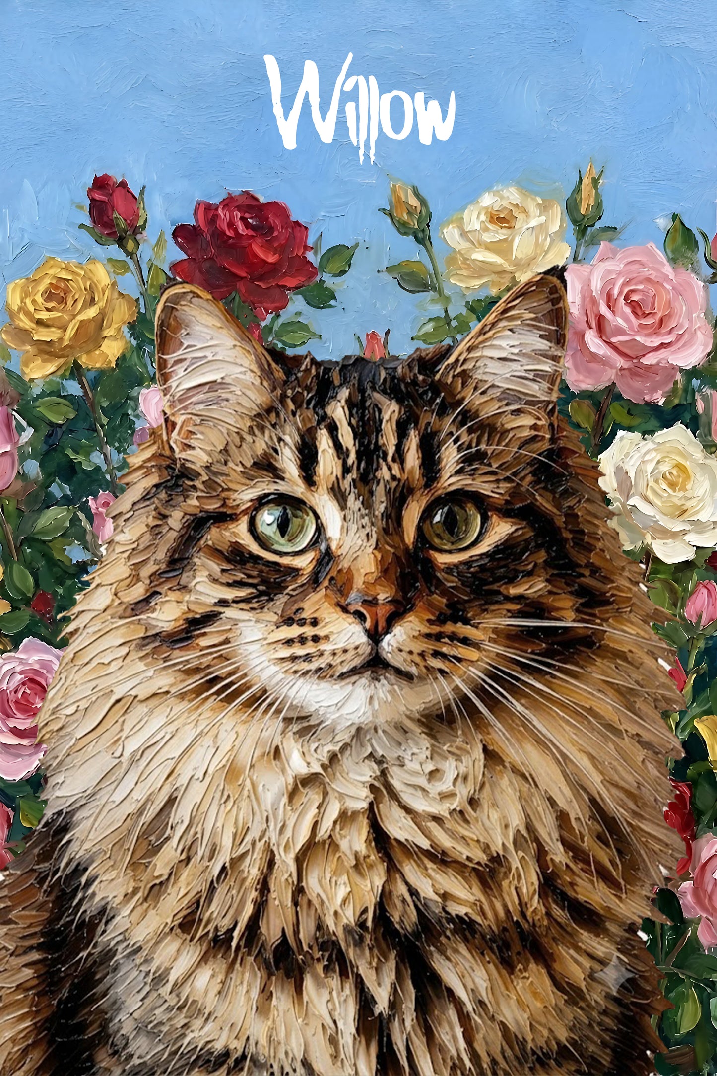 Personalized Cat Portrait Canvas from Photo, Custom Cat Name Floral Wall Art