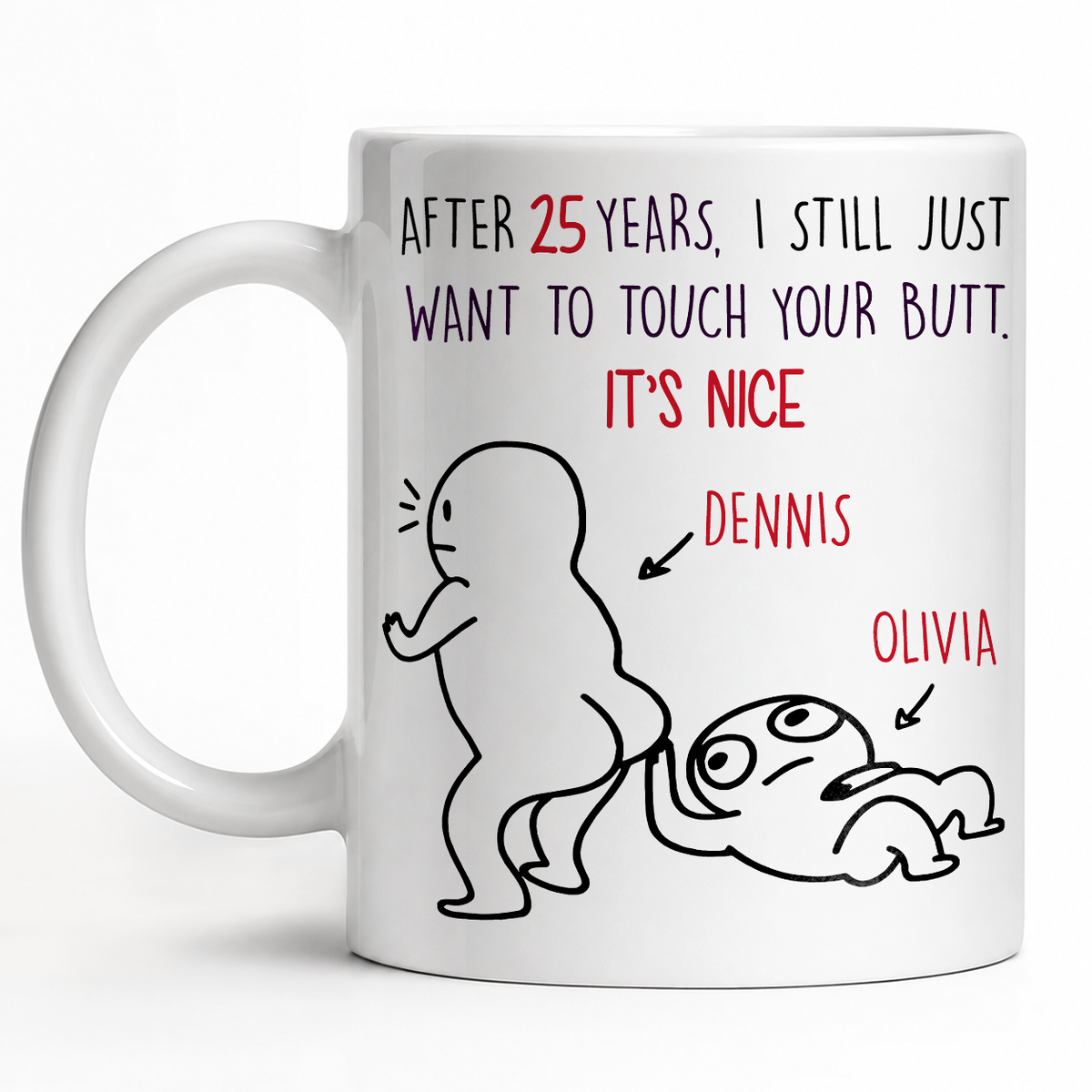 Personalized Funny Couple Mug – After X Years I Still Want To Touch Your Butt Custom Names & Years Gift
