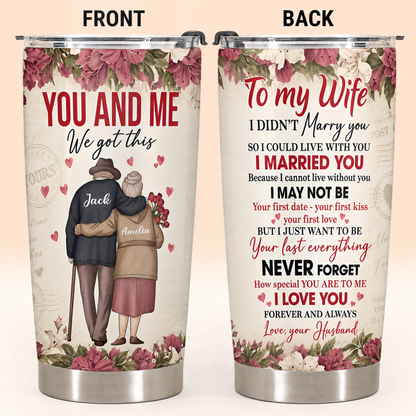 Personalized To My Wife 20oz Premium Stainless Steel Tumbler – Custom Names Anniversary Gift For Old Couple