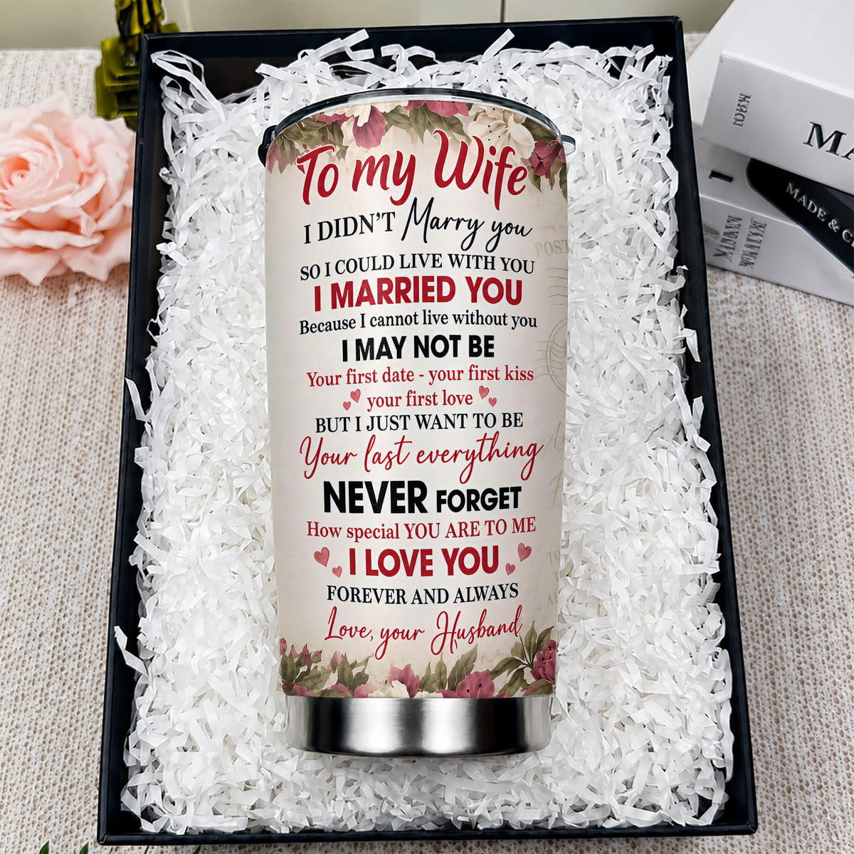 Personalized To My Wife 20oz Premium Stainless Steel Tumbler – Custom Names Anniversary Gift For Old Couple