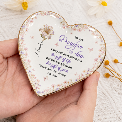 To My Daughter-in-Law Personalized Birth Month Flower Dish, Custom Name Gift For Daughter-in-Law