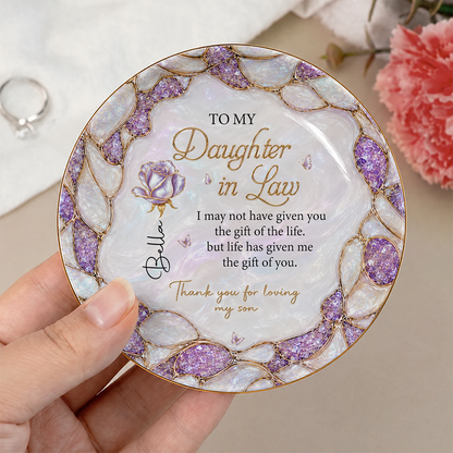 Personalized To My Daughter-in-Law Ceramic Jewelry Dish – Meaningful Gift From Mom