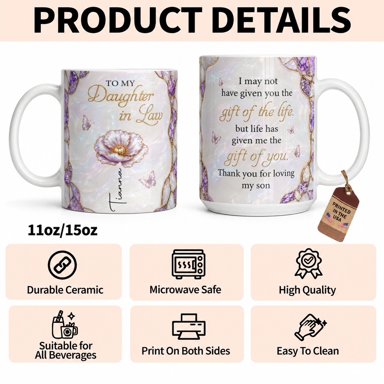 Personalized To My Daughter-in-Law Mug – Meaningful Gift From Mom