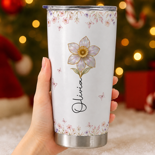 Personalisierter 20oz-Becher mit Geburtsblume für meine Schwiegertochter, individuelles Namensgeschenk für die Schwiegertochter