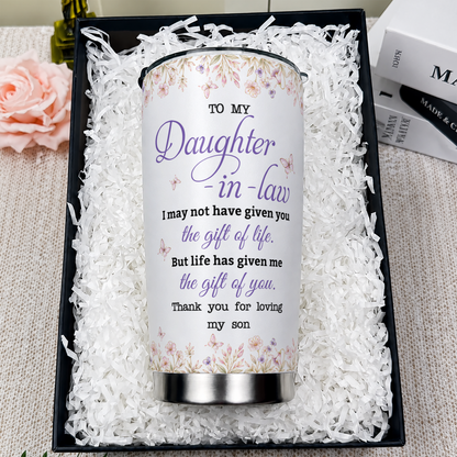 Gobelet de 20 oz personnalisé avec fleur de naissance pour ma belle-fille, cadeau avec nom personnalisé pour belle-fille