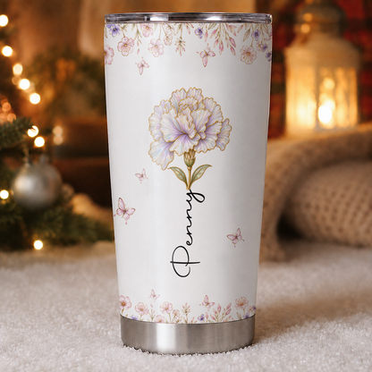 Gobelet de 20 oz personnalisé avec fleur de naissance pour ma belle-fille, cadeau avec nom personnalisé pour belle-fille