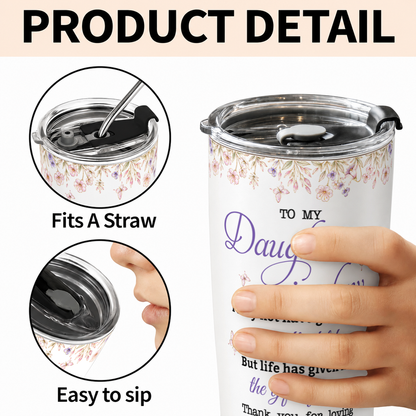 Gobelet de 20 oz personnalisé avec fleur de naissance pour ma belle-fille, cadeau avec nom personnalisé pour belle-fille