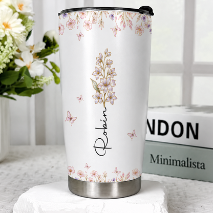 Gobelet de 20 oz personnalisé avec fleur de naissance pour ma belle-fille, cadeau avec nom personnalisé pour belle-fille