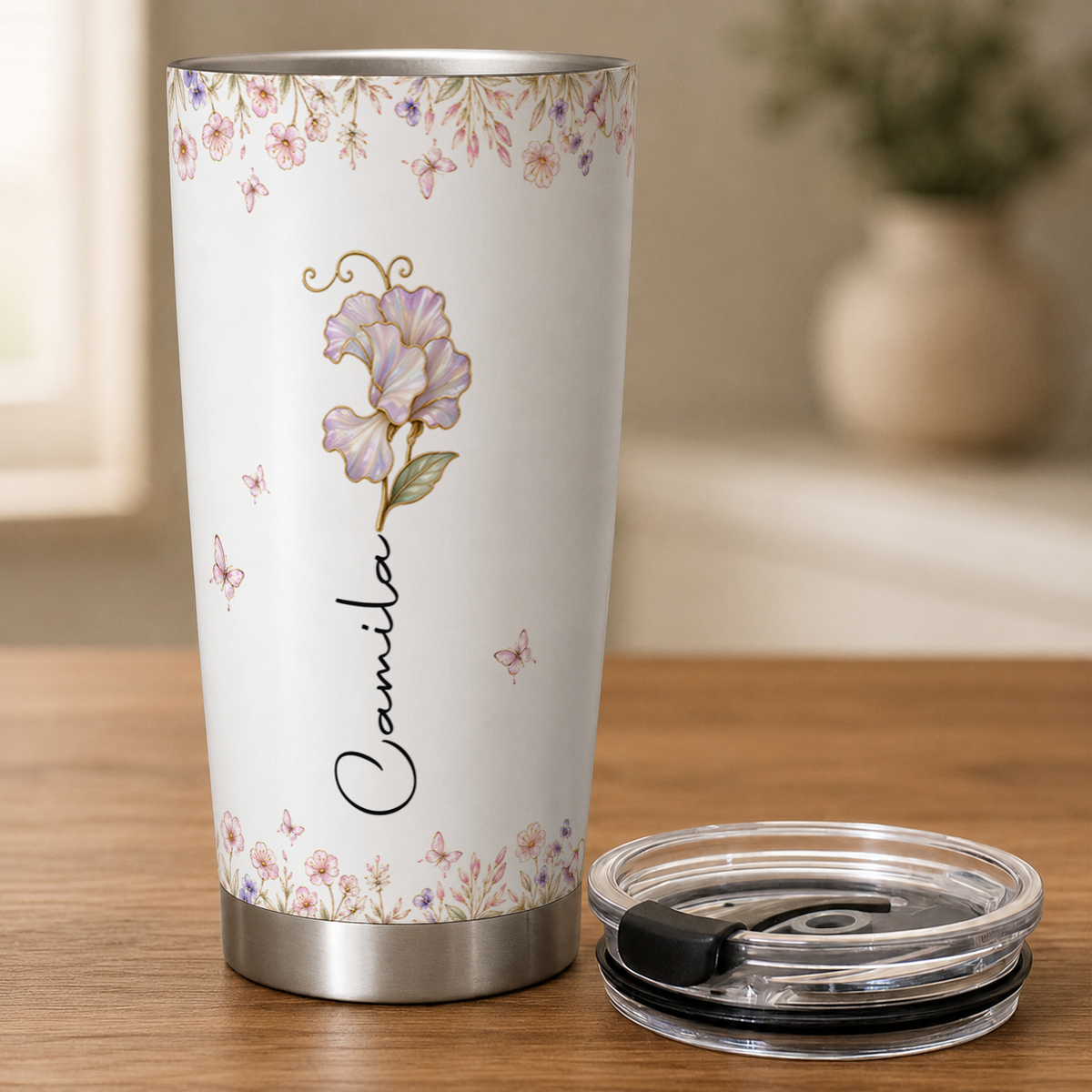 Gobelet de 20 oz personnalisé avec fleur de naissance pour ma belle-fille, cadeau avec nom personnalisé pour belle-fille
