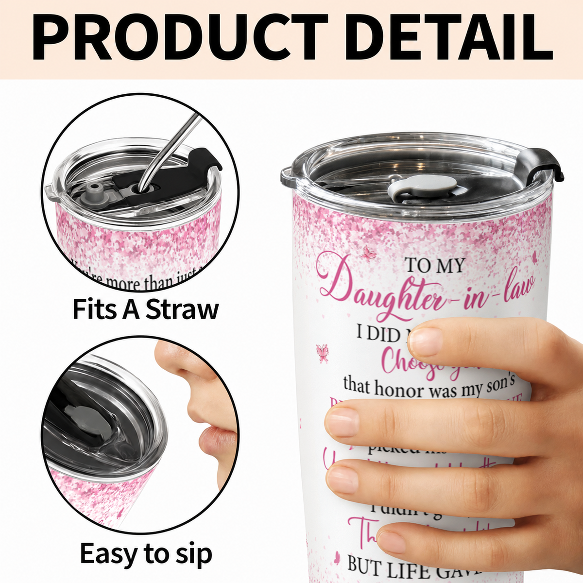 Personalized To My Daughter-In-Law 20oz Premium Stainless Steel Tumbler – Pink Heart Tree Custom Names Gift For Daughter-in-law
