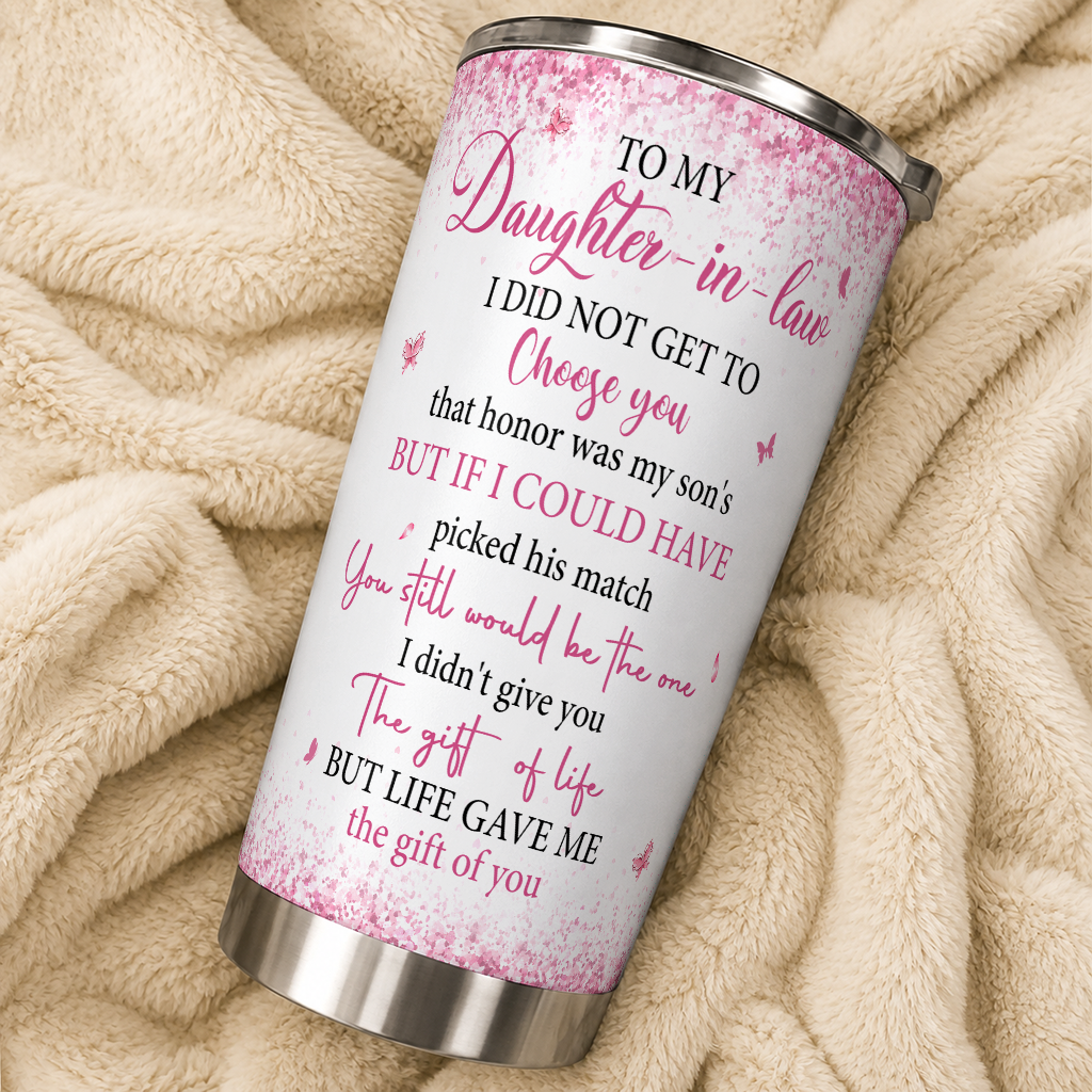 Personalized To My Daughter-In-Law 20oz Premium Stainless Steel Tumbler – Pink Heart Tree Custom Names Gift For Daughter-in-law
