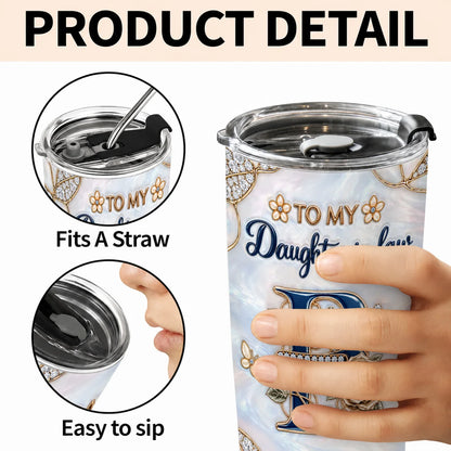 Personalized To My Daughter-in-Law Navy Initial & Champagne Rose 20oz Tumbler – Custom Name Gift For Daughter-in-law