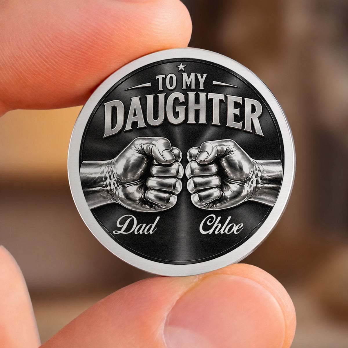 Personalized To My Daughter Pocket Hug Coin – Just Do Your Best Fist Bump Dad & Daughter Custom Names Gift For Daughter