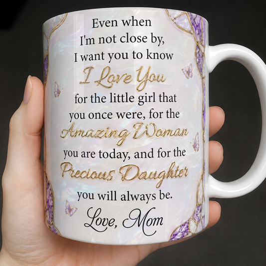 To My Daughter Personalized Birth Flower Ceramic Mug, Custom Name Gift For Daughter
