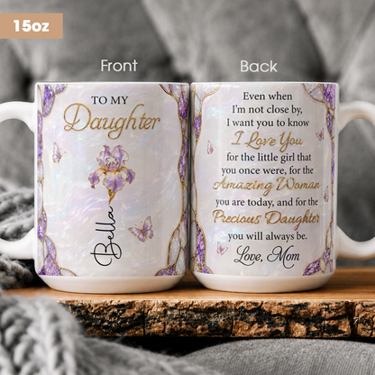 To My Daughter Personalized Birth Flower Ceramic Mug, Custom Name Gift For Daughter