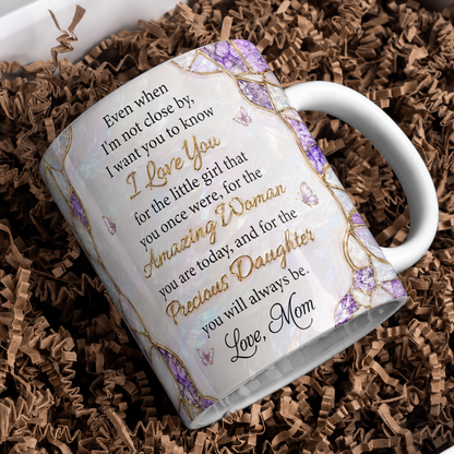 To My Daughter Personalized Birth Flower Ceramic Mug, Custom Name Gift For Daughter
