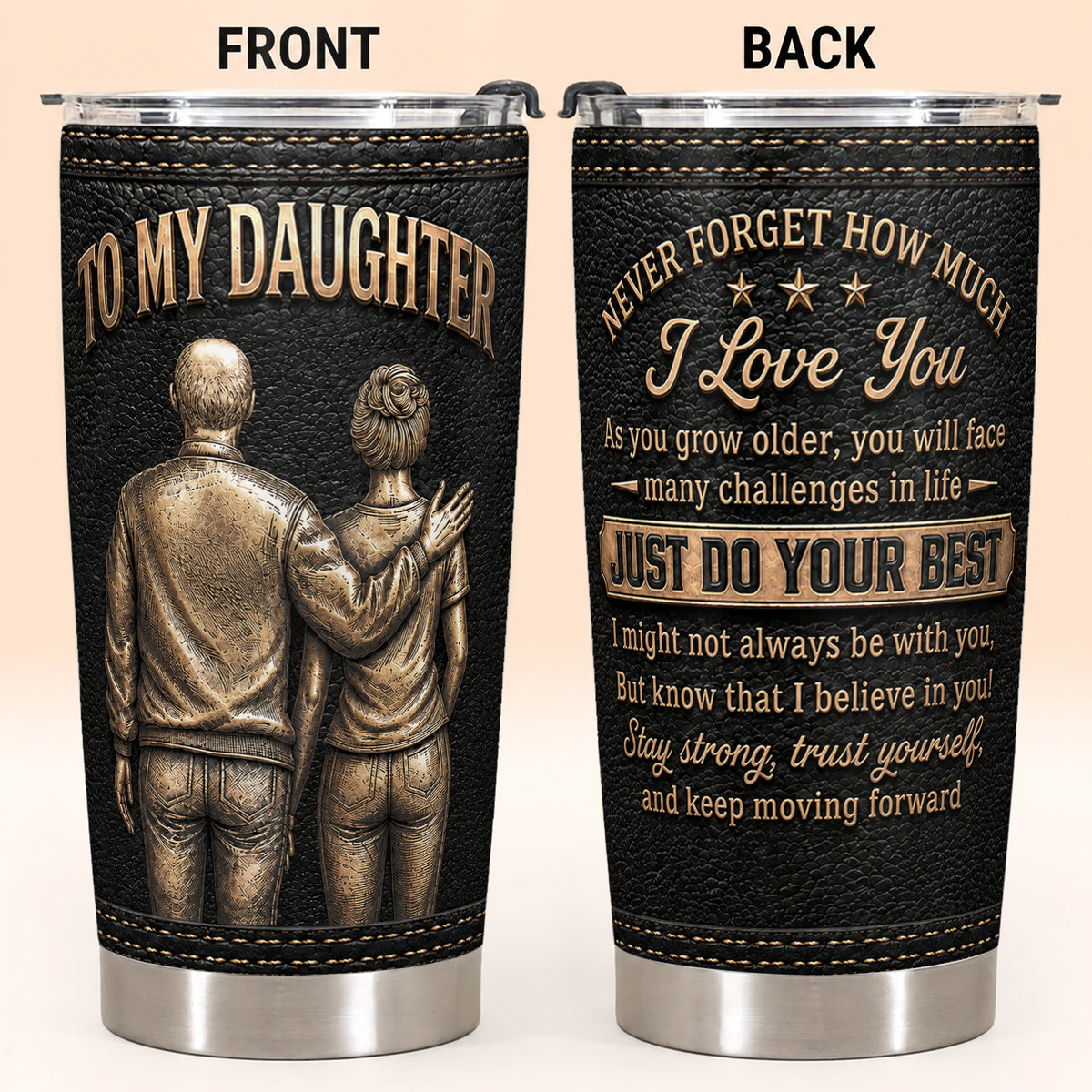 Personalisierter 20oz Edelstahl-Becher für meine Tochter von Papa – Individuelles Geschenk mit inspirierender Botschaft für die Tochter