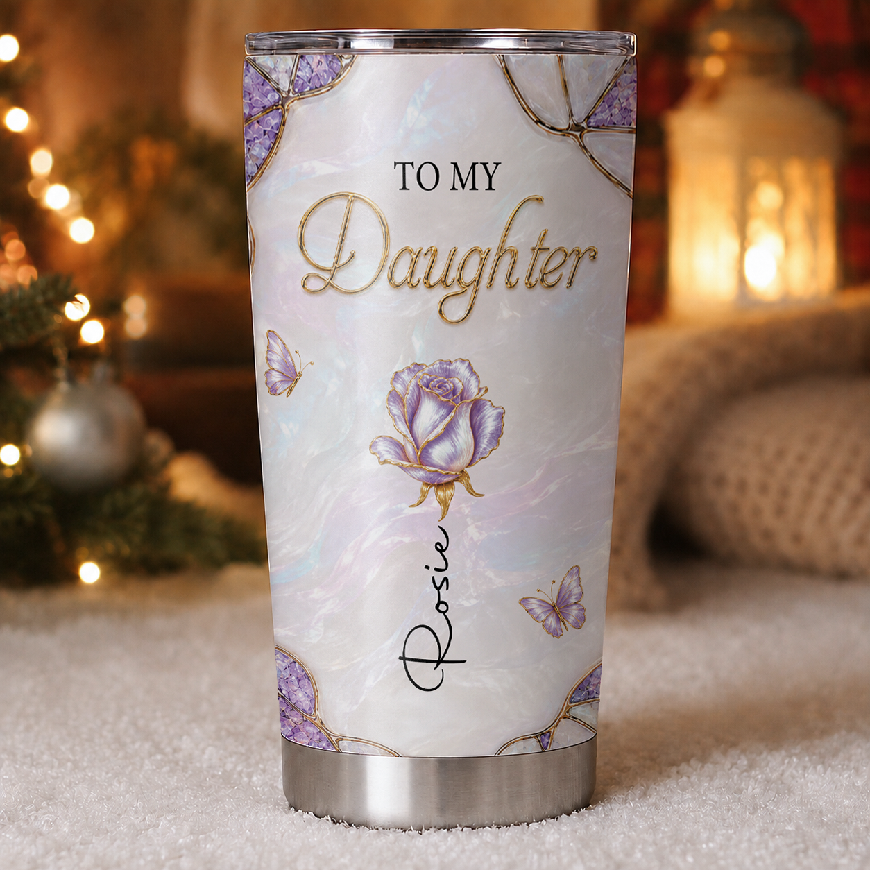 To My Daughter Personalized Birth Flower Tumbler, Custom Name Gift For Daughter