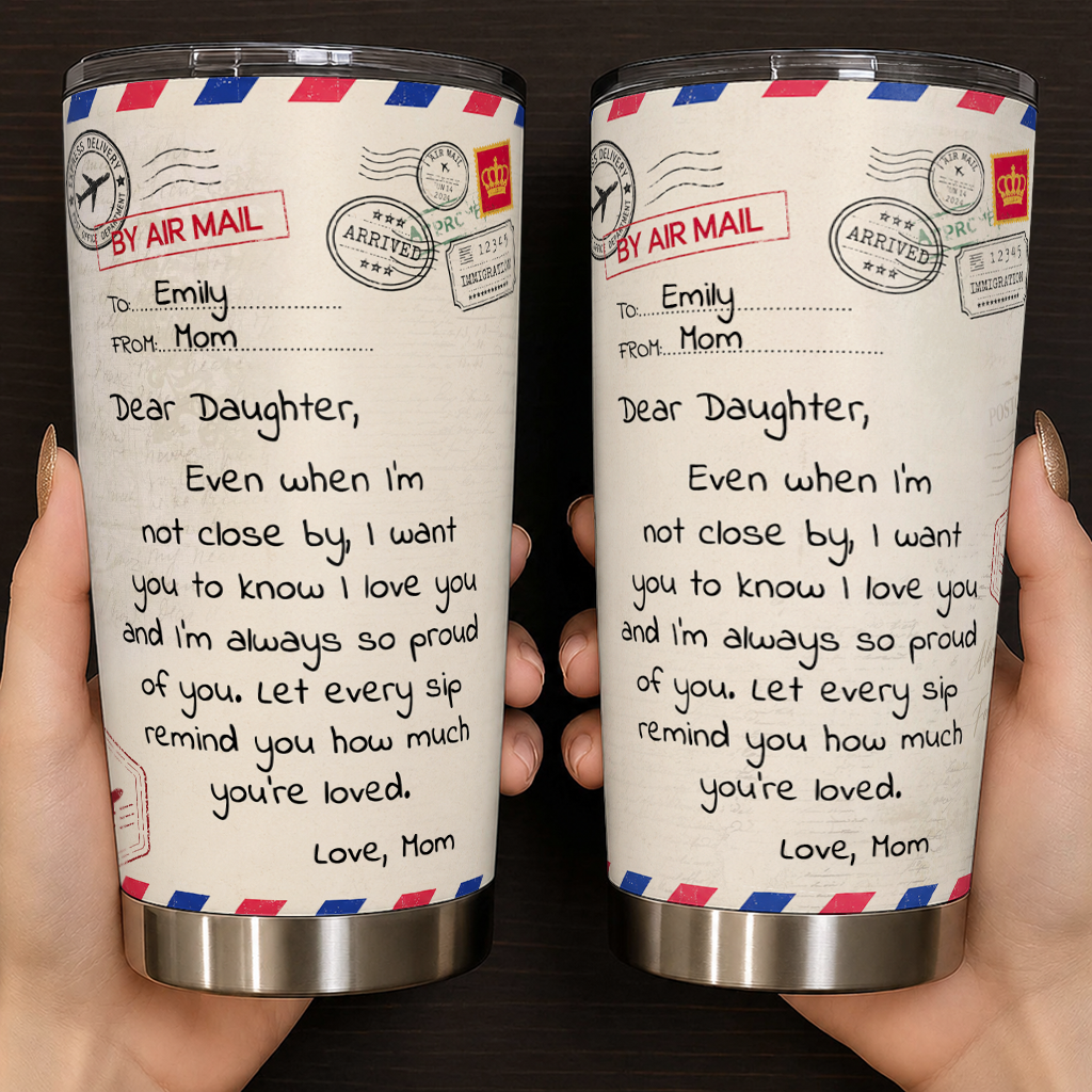 Personalized To My Daughter  20oz Premium Stainless Steel Tumbler – Air Mail Letter Custom Names Gift For Daughter
