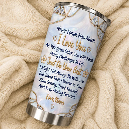 Personalized To My Granddaughter Navy Initial & Champagne Rose 20oz Tumbler – Custom Name Gift for Granddaughter
