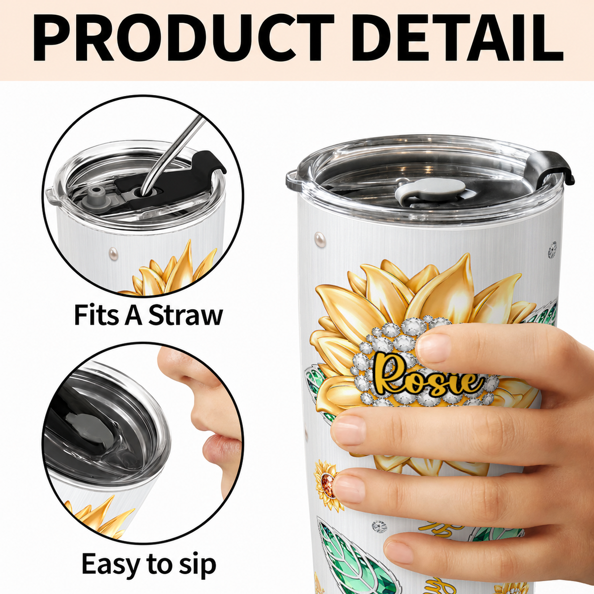 Personalized To My Daughter Tumbler – You Are My Sunshine Sunflower Jewel Laugh Love Live I Love You Forever Custom Name Gift For Daughter