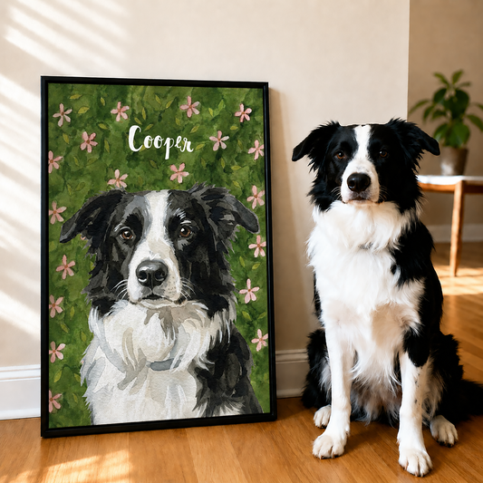 Personalized Dog Portrait Canvas, Custom Pet Photo Art with Name