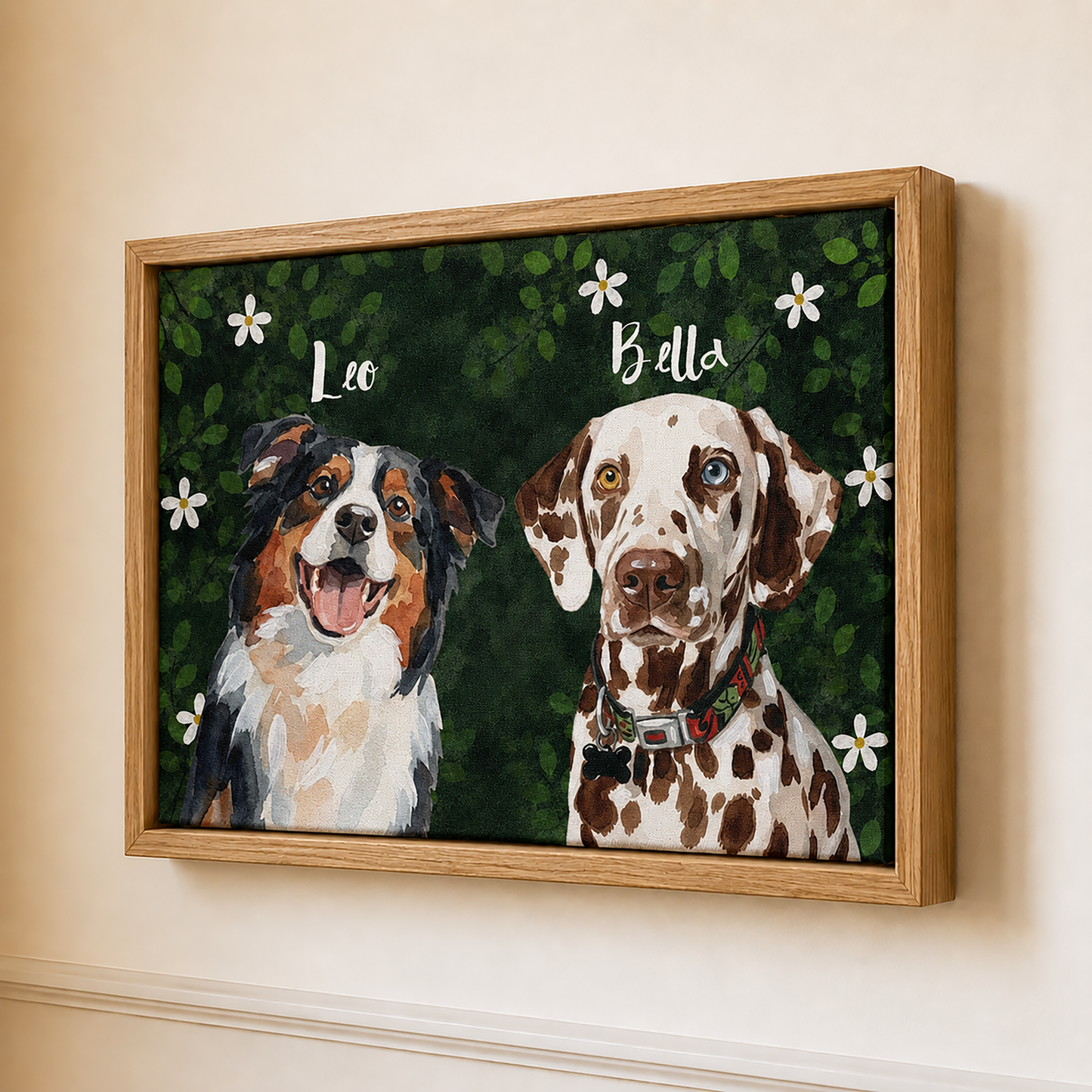 Personalized Dog Portrait Canvas, Custom Pet Photo Art with Name