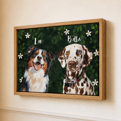 Personalized Dog Portrait Canvas, Custom Pet Photo Art with Name