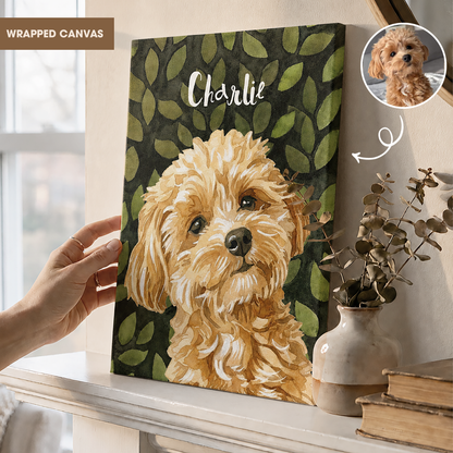 Personalized Dog Portrait Canvas, Custom Pet Photo Art with Name