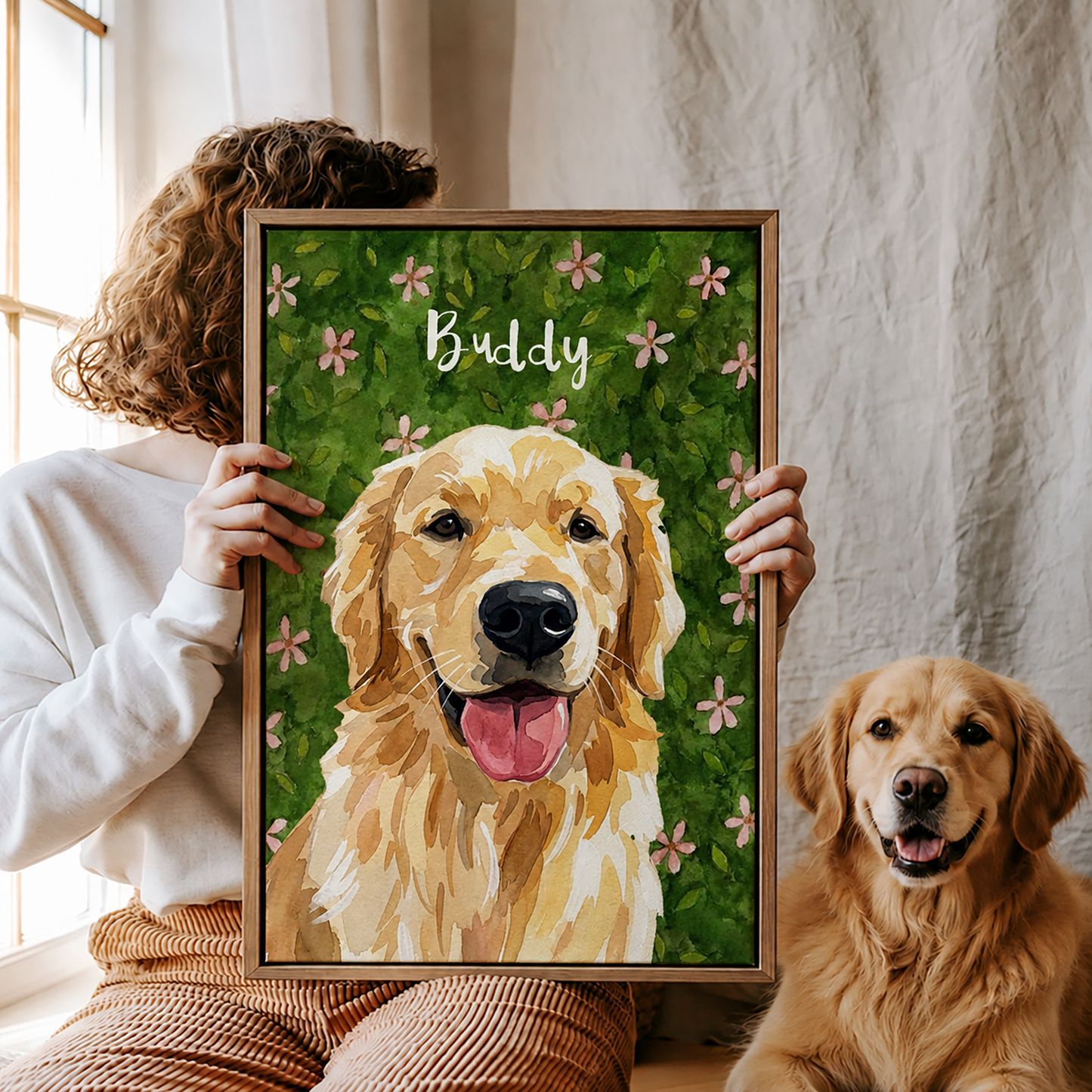 Personalized Dog Portrait Canvas, Custom Pet Photo Art with Name