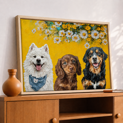 Personalized Dog Portrait Canvas, Custom Pet Photo Wall Art, Dog Lover Gift