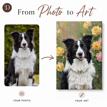 Personalized Dog Portrait Canvas, Custom Pet Photo Art, Dog Lover Home Decor Gift