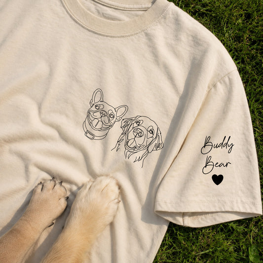 Personalized Dog Portrait Shirt, Custom Pet Photo Tee or Sweatshirt with Pet Names