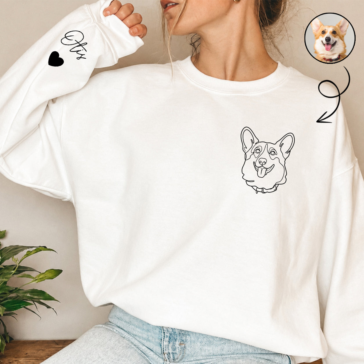 Personalized Dog Portrait Shirt, Custom Pet Photo Tee or Sweatshirt with Pet Names
