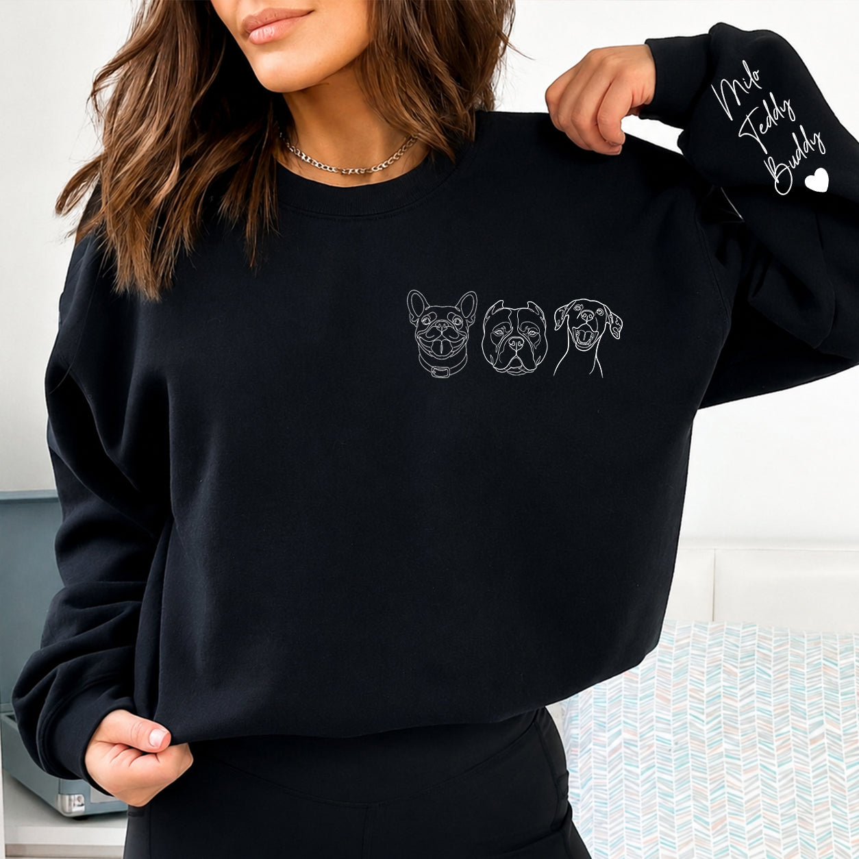 Personalized Dog Portrait Shirt, Custom Pet Photo Tee or Sweatshirt with Pet Names