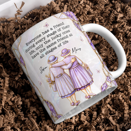 Personalized Best Friends Mug – Lucky Ones Have The Same Friend At All Stages Of Life Custom Names Gift For Her