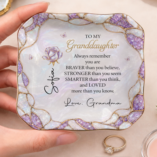 Personalized To My Granddaughter Ceramic Jewelry Dish – Gift From Grandma